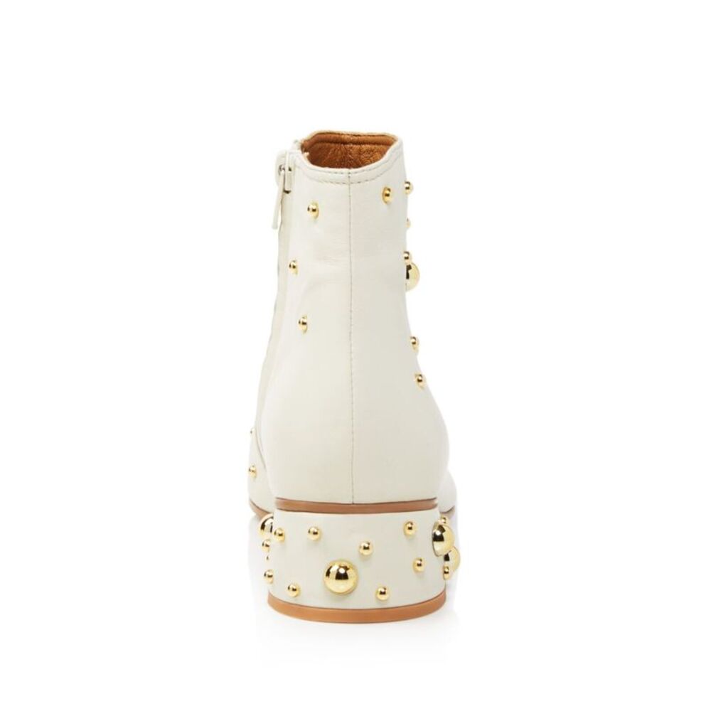 SEE BY CHLOE Womens Ivory Studded Padded Round Toe Block Heel Leather Booties 36 - Picture 2 of 4